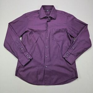 HUGO BOSS Men's‎ Purple Geometric Dress Shirt Long Sleeve Button Down Size 41 16